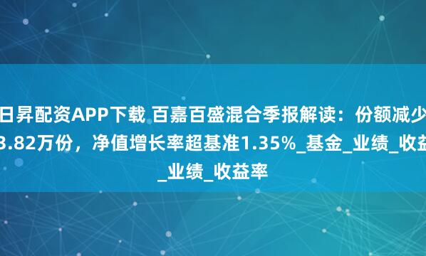 日昇配资APP下载 百嘉百盛混合季报解读:份额减少463.82万份,净值增长率超基准1.35%_基金_业绩_收益率